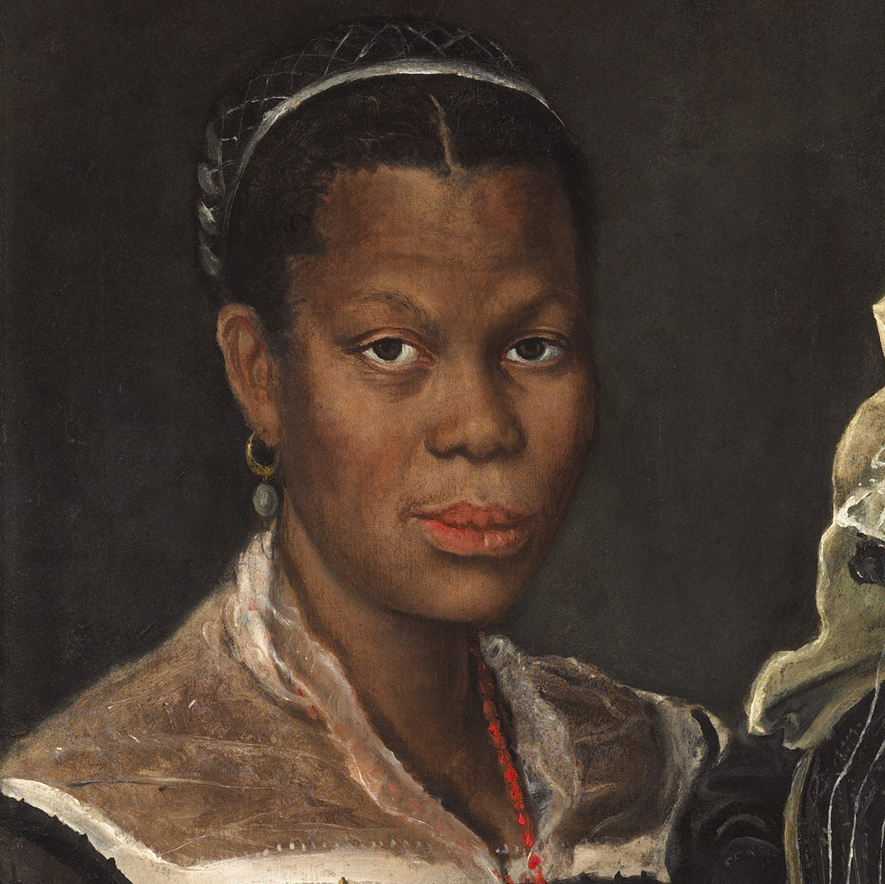 Portrait of an African Woman holding a clock