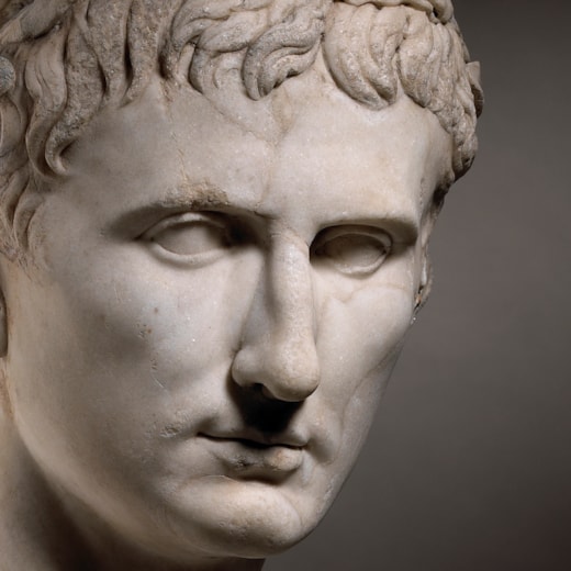 Portrait Head of Emperor Augustus, crowned with a laurel wreath (63 B.C. – 14 A.D.)